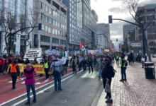 1,000 Protesters Marched Down Market Street Ahead of Trump Inauguration With Messages About Immigrants, Palestine