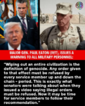 Statement of Major General (Ret.) Paul D. Eaton on Trump’s Threat to Wipe Out a Civilization