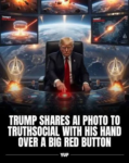Trump with his finger on the button